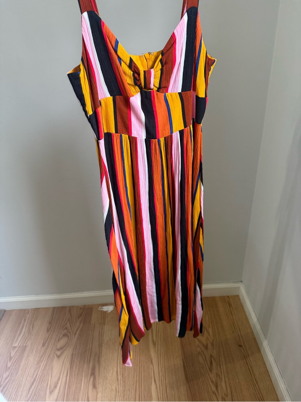 Forever 21 Striped Midi Dress in Pink, Orange, Yellow & Black
